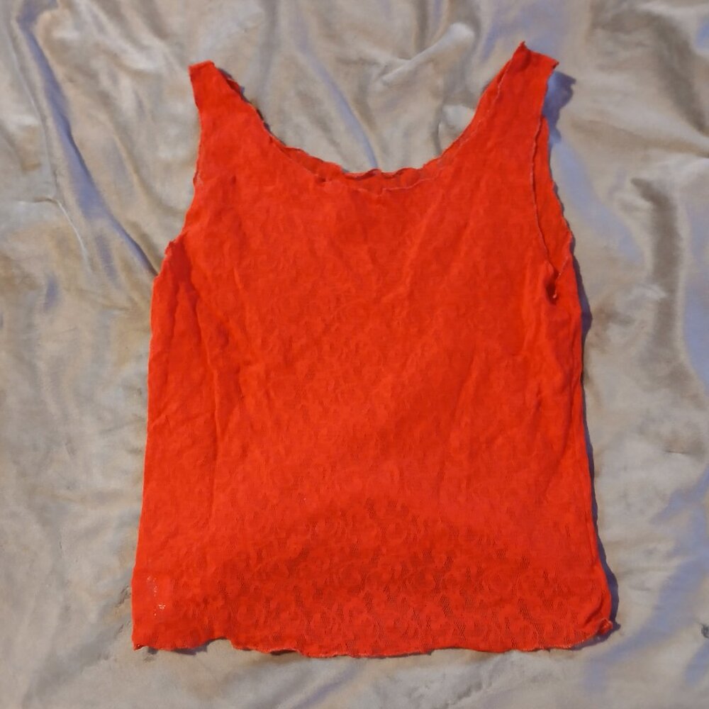 Frederick's of Hollywood Vintage Women's Red Lace Tank GUC